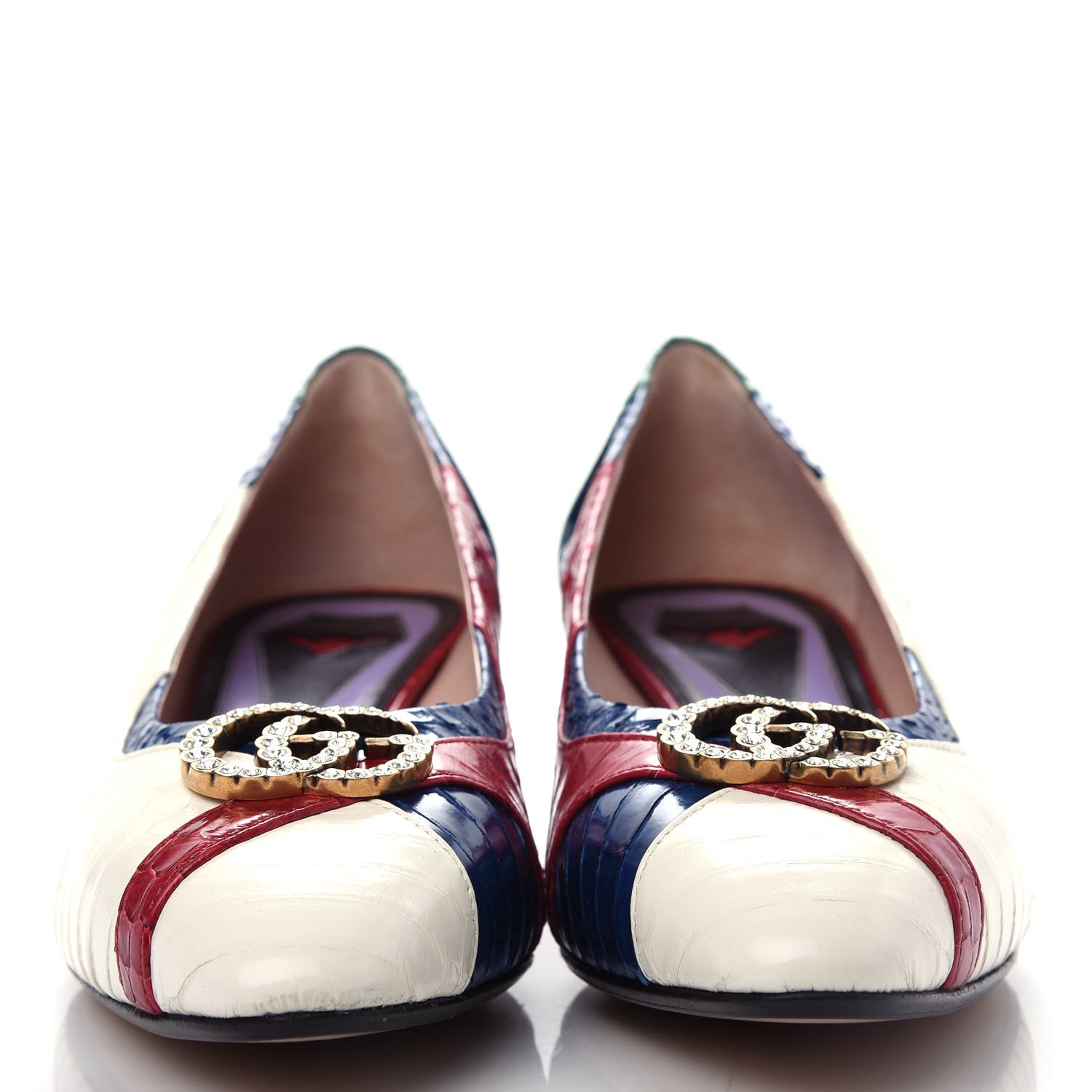 Gucci Snakeskin Crystal Double G Pumps 40 Multicolor 2 of 11