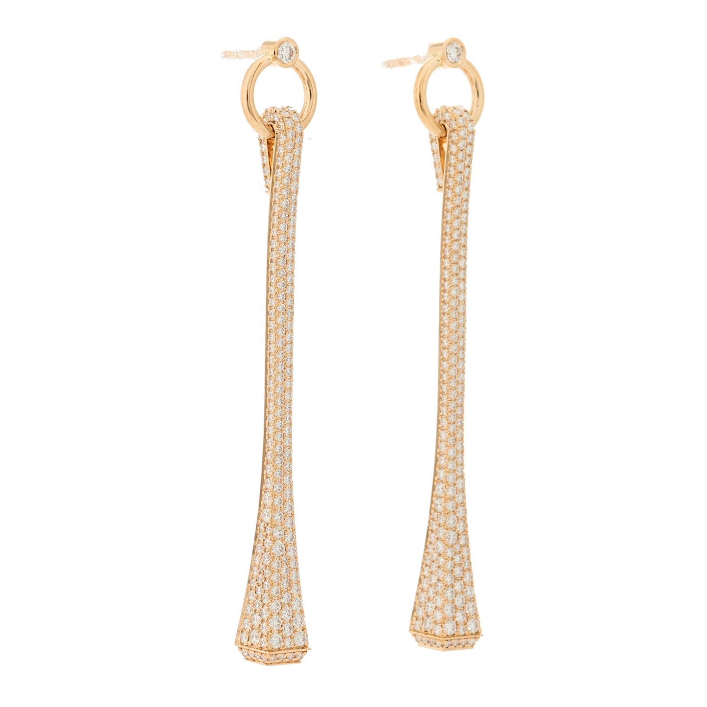 18K Rose Gold Diamond Clou De Forge Drop Earrings