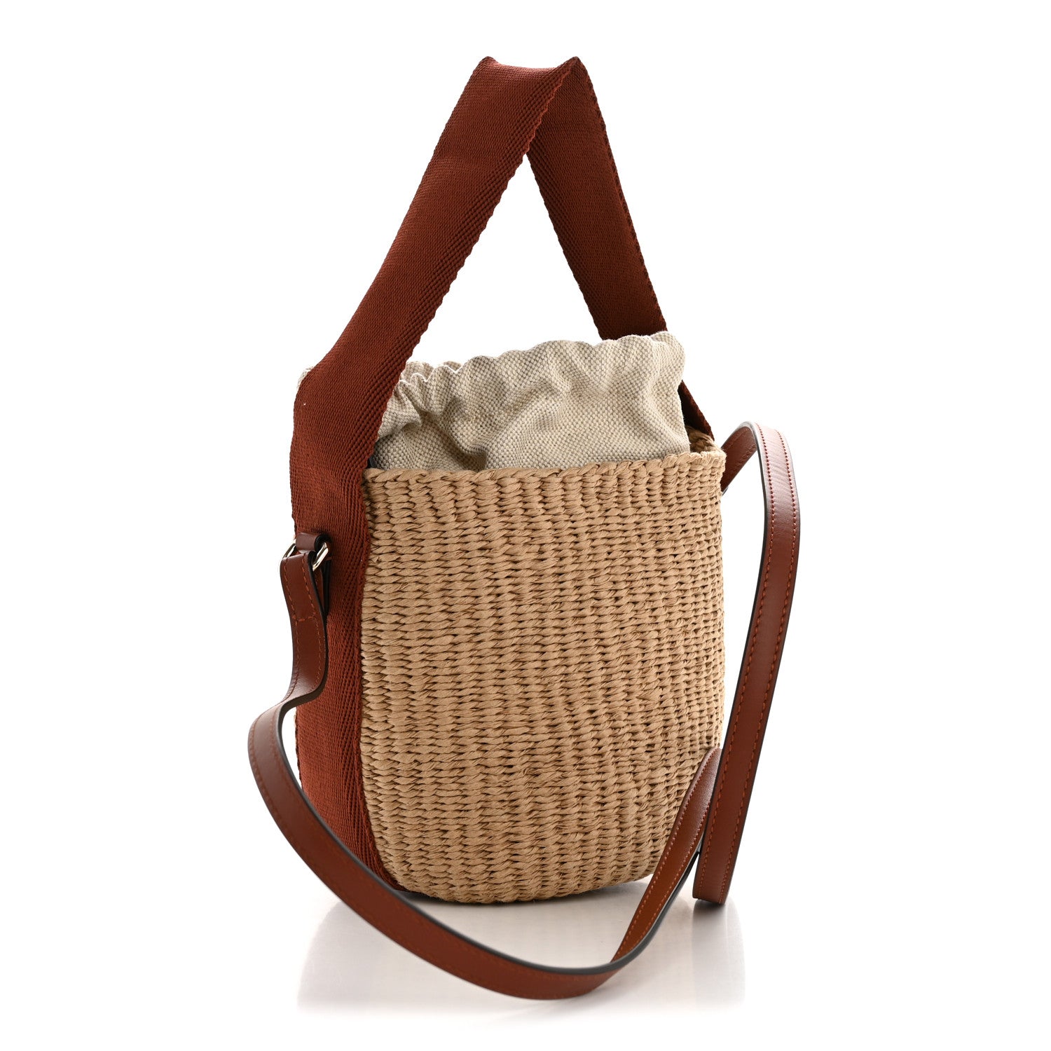 Chloe X MIFUKO Paper Raffia Calfskin Small Horse Medal Bucket Bag Sepia Brown 3 of 11