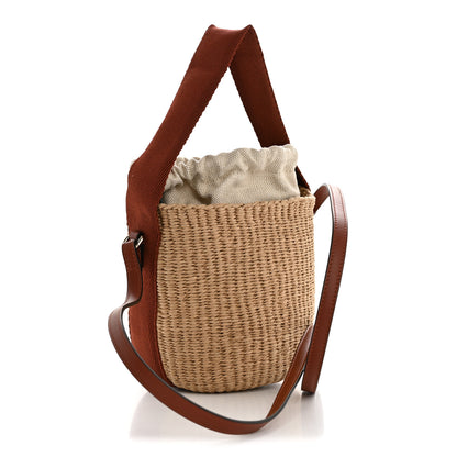 Chloe X MIFUKO Paper Raffia Calfskin Small Horse Medal Bucket Bag Sepia Brown 3 of 11