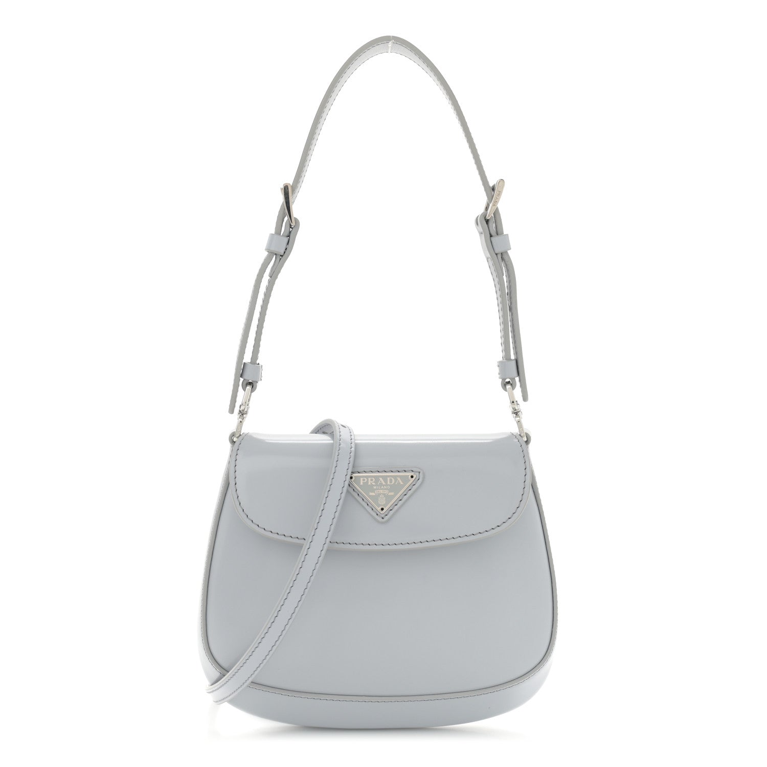 Prada Spazzolato Mini Cleo Flap Adjustable Strap Shoulder Bag Fiordaliso 1 of 9