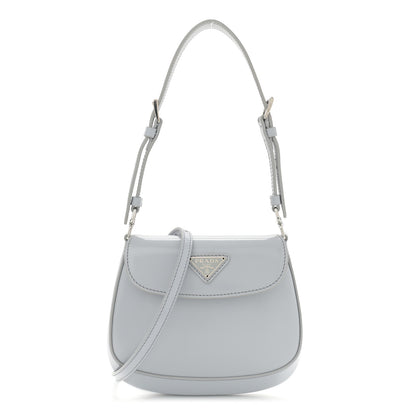 Prada Spazzolato Mini Cleo Flap Adjustable Strap Shoulder Bag Fiordaliso 1 of 9