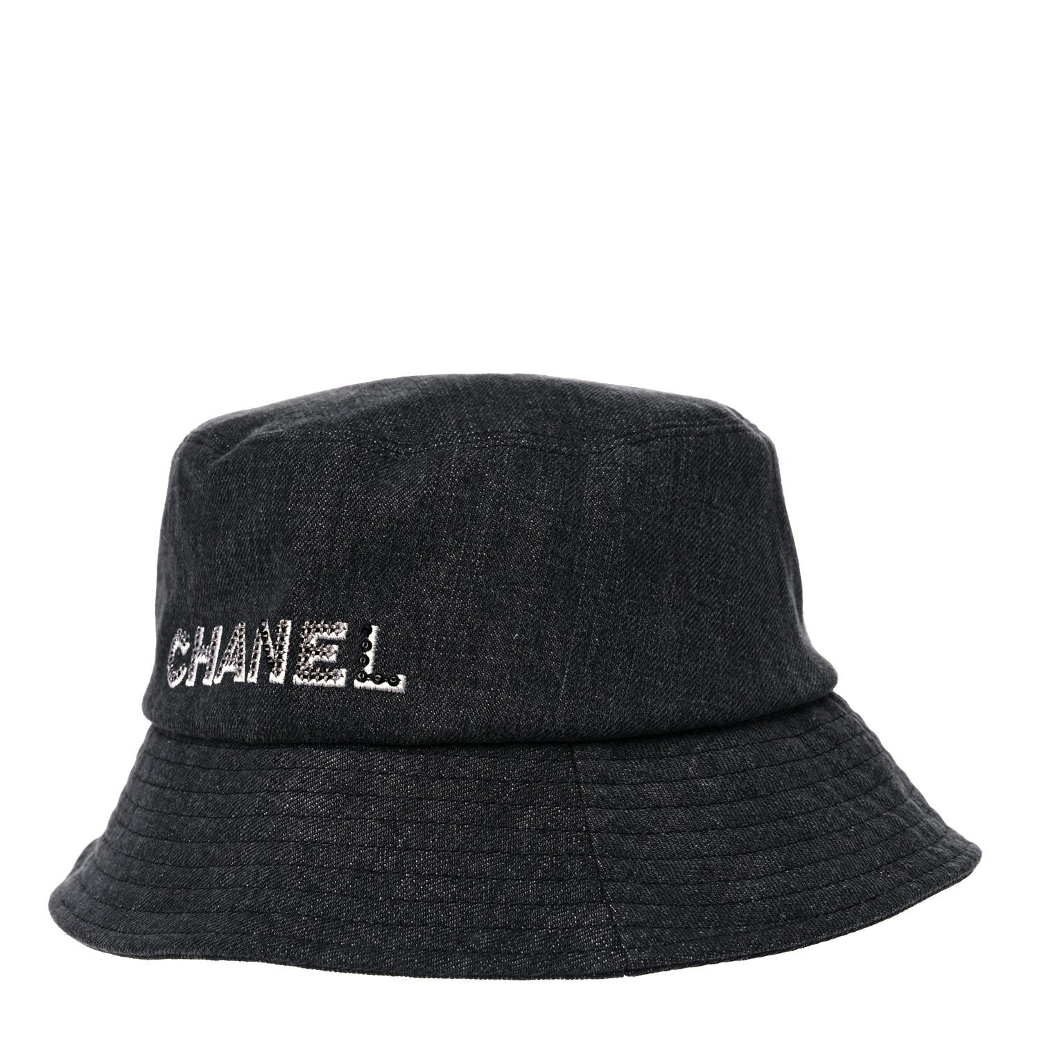 Chanel Fabric Logo Bucket Hat M Black 3 of 6