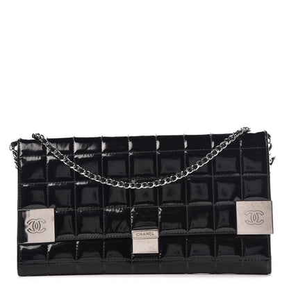 Chanel Patent Chocolate Bar Chain Clutch Black 1 of 23