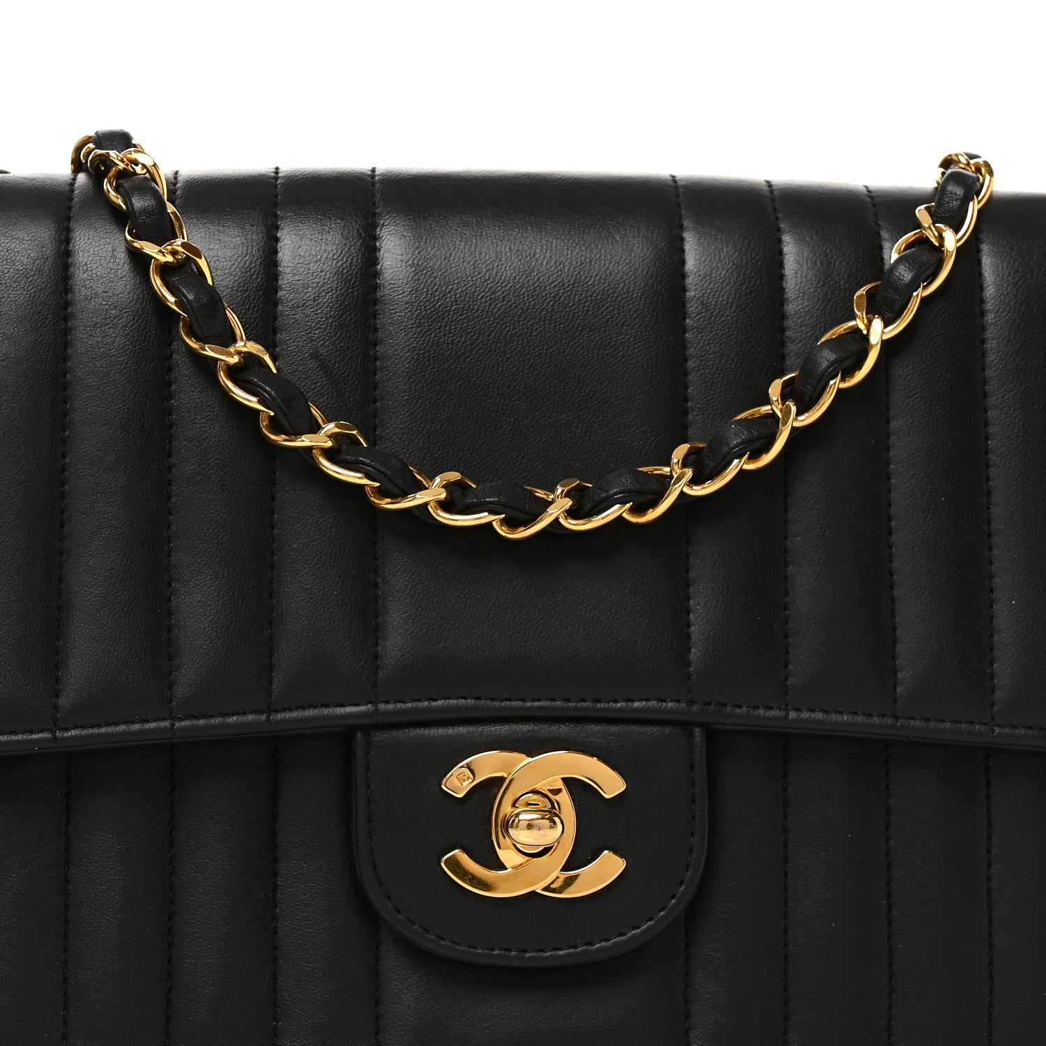 Chanel Lambskin Vertical Quilted Medium Single Flap Black 7 of 9
