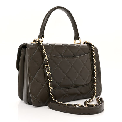 Chanel Lambskin Quilted Small Trendy CC Dual Handle Flap Bag Dark Khaki 3 of 12