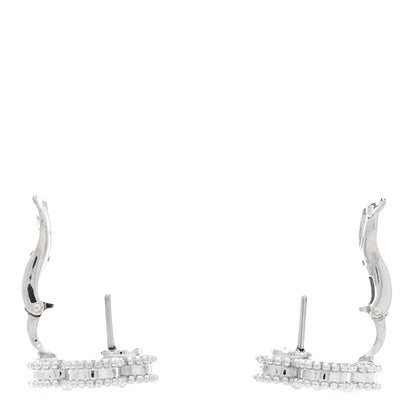 Van Cleef & Arpels 18K White Gold Guilloche Vintage Alhambra Earrings 3 of 5