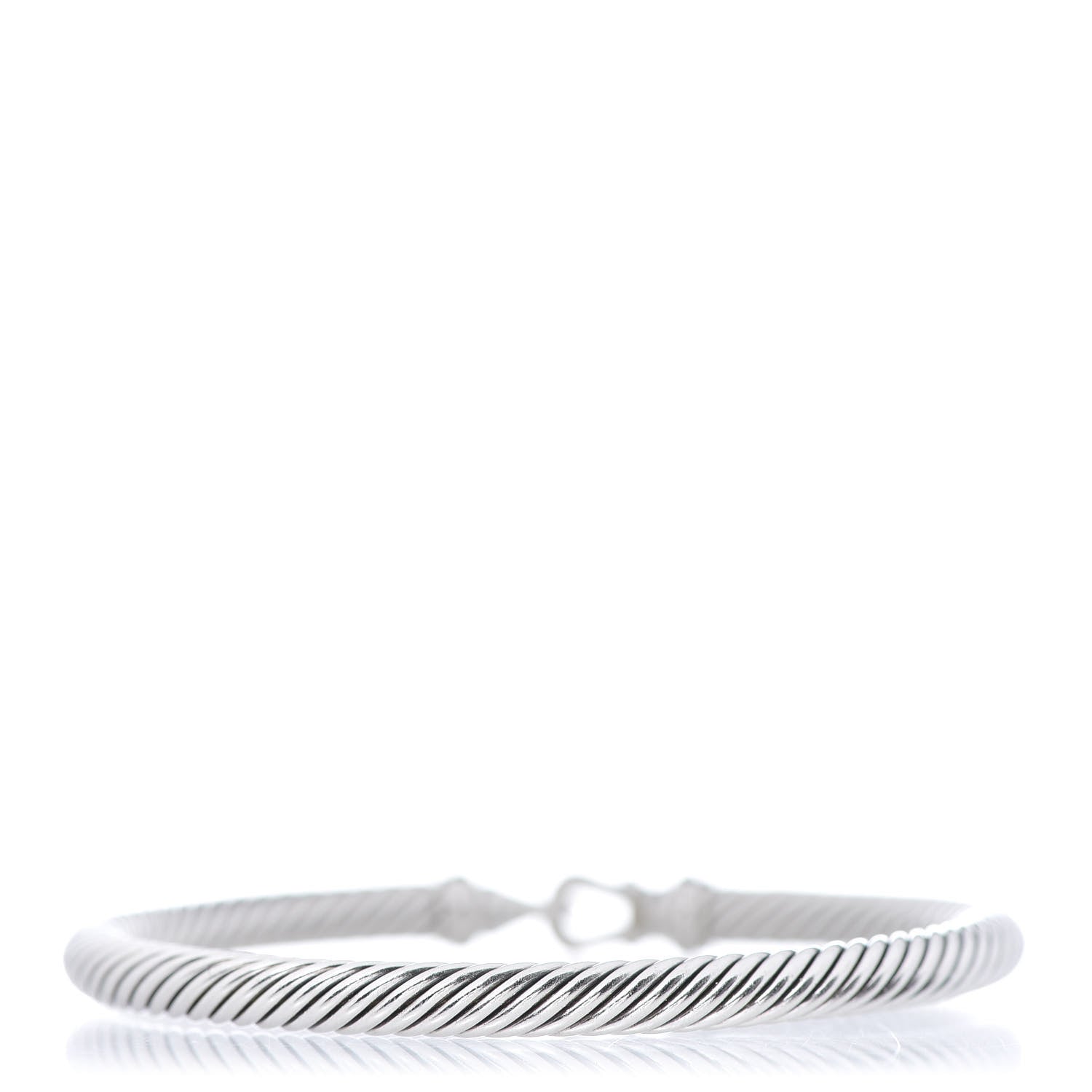 David Yurman Sterling Silver Diamond 5mm Cable Buckle Bracelet 3 of 4