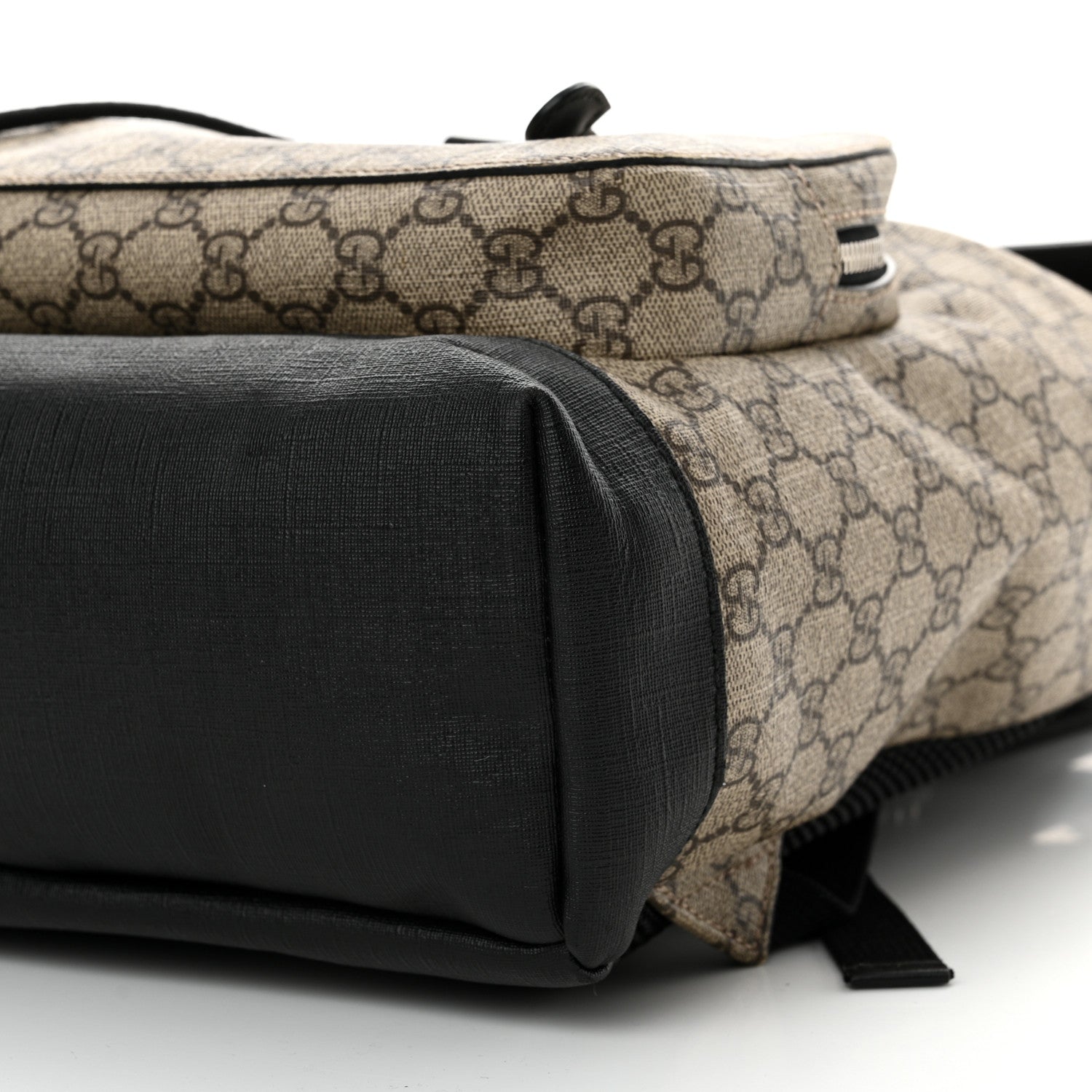 Gucci GG Supreme Monogram Single Buckle Backpack Beige Black 10 of 12