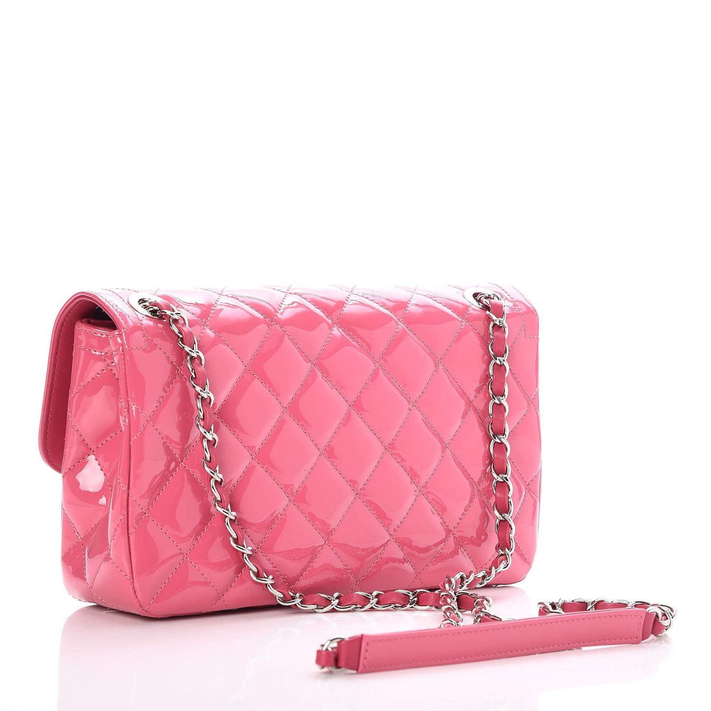 Patent Quilted Large Coco Shine Flap Pink