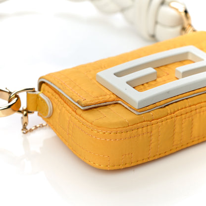 Fendi Nylon FF Embroidered Nano Baguette Maxi Handle Charm Yellow 8 of 9