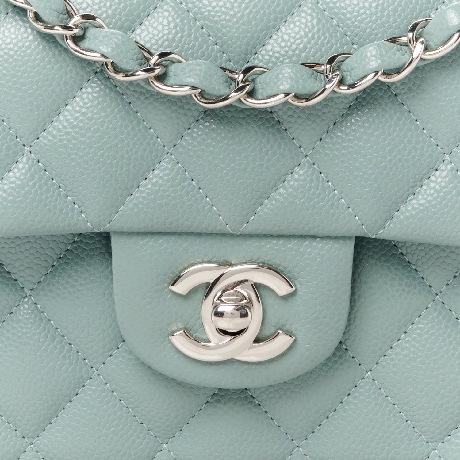Chanel Caviar Quilted Small Double Flap Light Blue 9 of 12