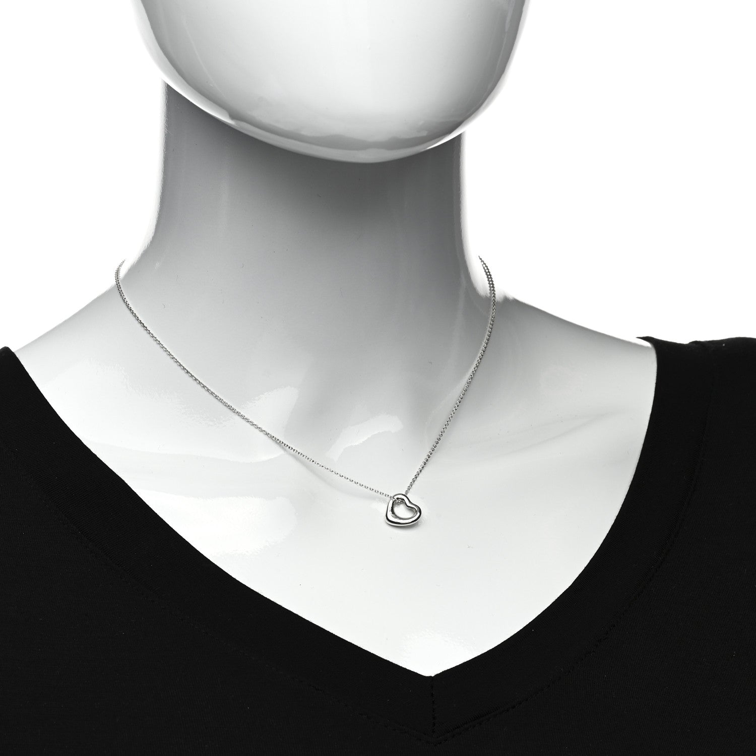 Tiffany Sterling Silver 11mm Elsa Peretti Open Heart Pendant Necklace 2 of 4