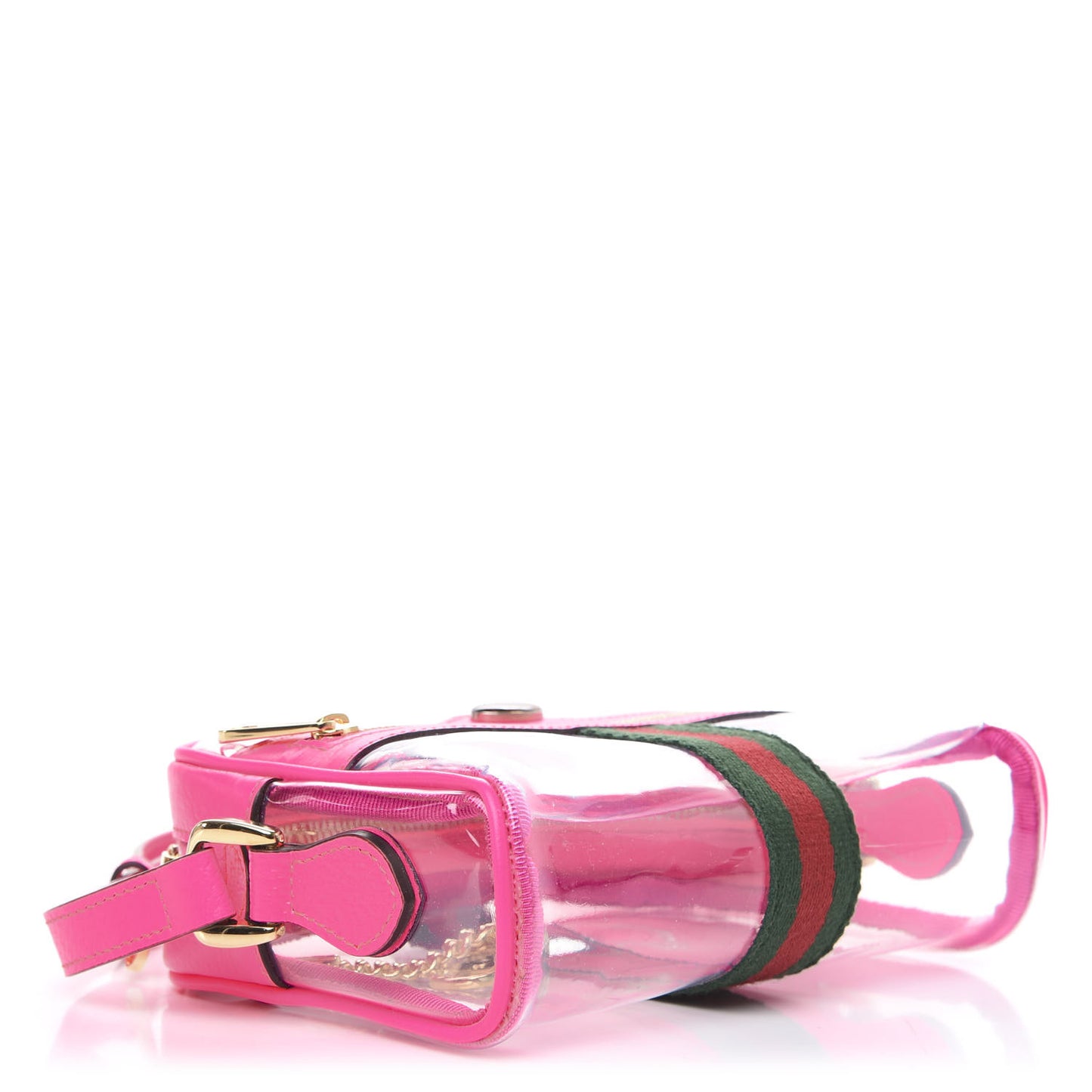 Vinyl Web Mini Ophidia Transparent Shoulder Bag Fluorescent Fuchsia