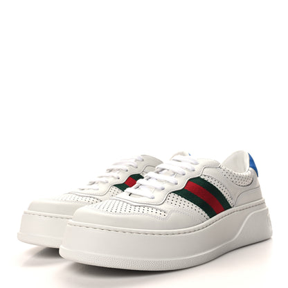 Gucci Calfskin Web Perforated Womens Platform 55mm Sneakers 40.5 White Bright Splash 3 of 8