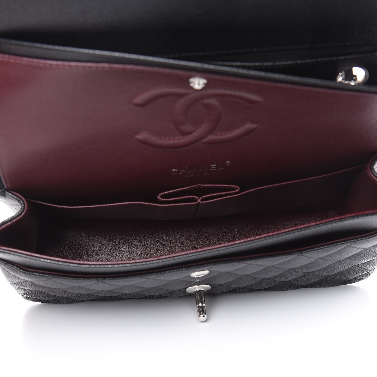 Caviar Quilted Medium Double Flap Black