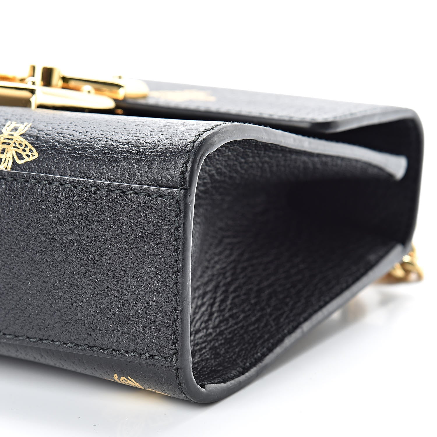 Gucci Grained Calfskin Bee Star Small Padlock Shoulder Bag Black 10 of 13