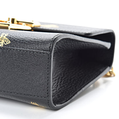 Gucci Grained Calfskin Bee Star Small Padlock Shoulder Bag Black 10 of 13