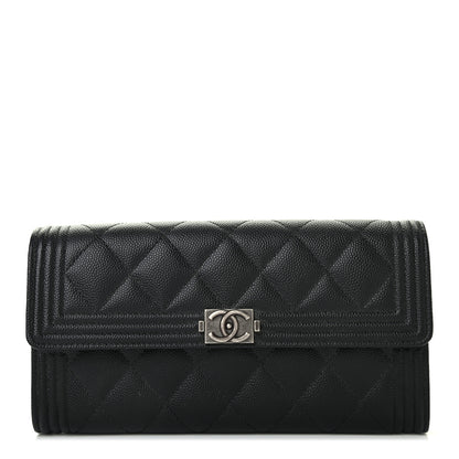 Chanel Caviar Quilted Long Boy Flap Wallet Black 1 of 8