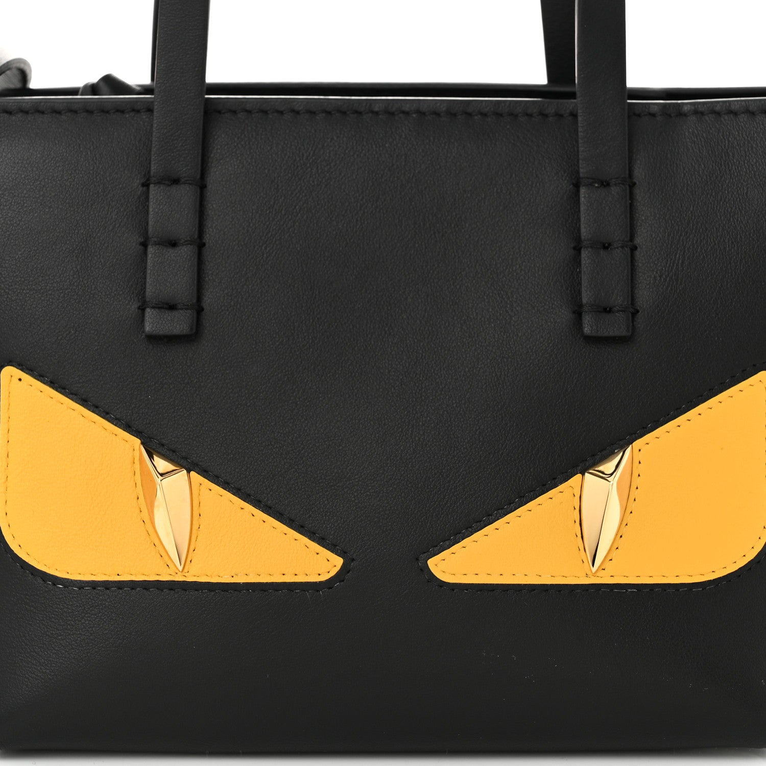 Fendi Vitello Dolce Elite Monster Eye Mini Roll Tote Black 7 of 10