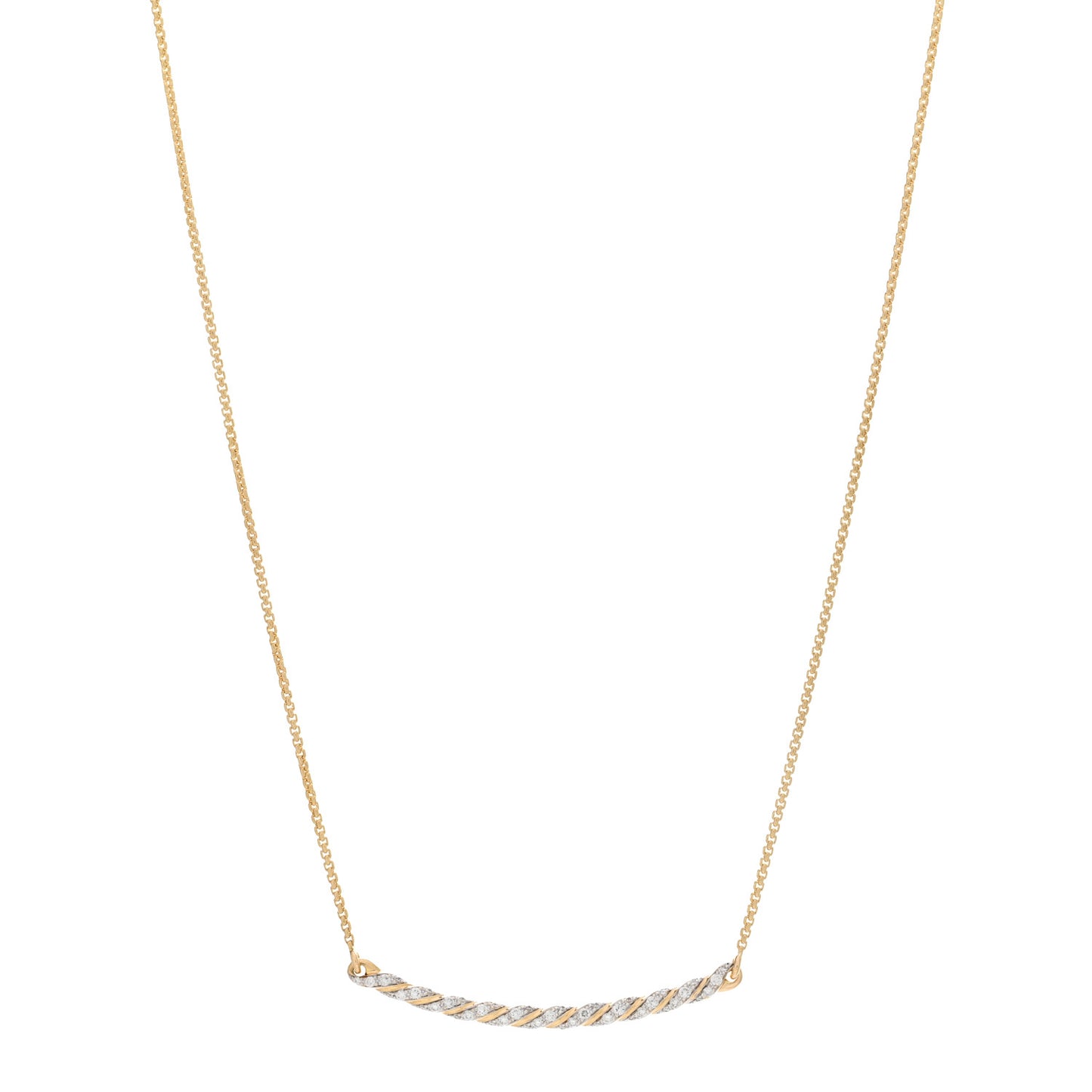 18K Yellow Gold Diamond Paveflex Petite Pave Station Necklace