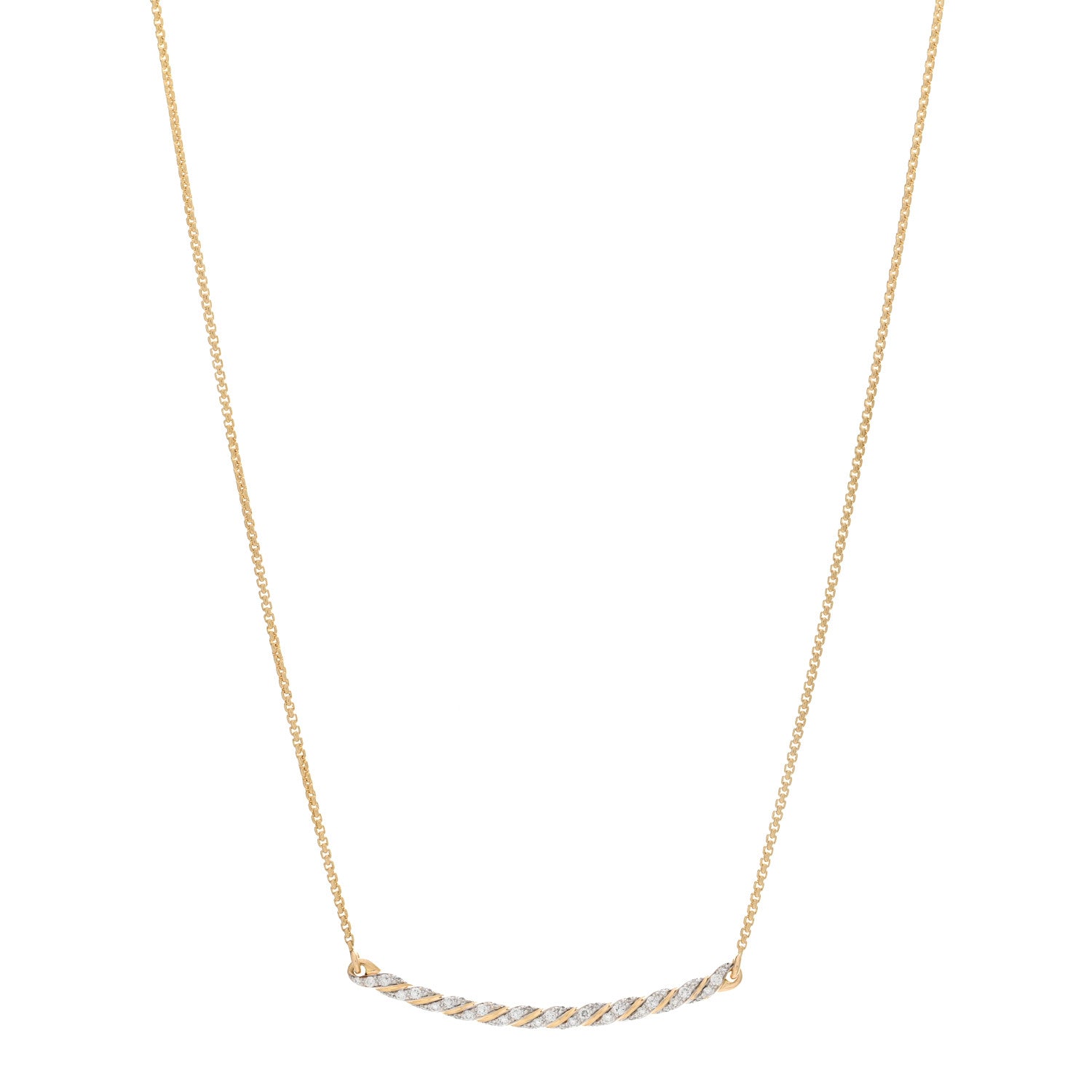 David Yurman 18K Yellow Gold Diamond Paveflex Petite Pave Station Necklace 1 of 4