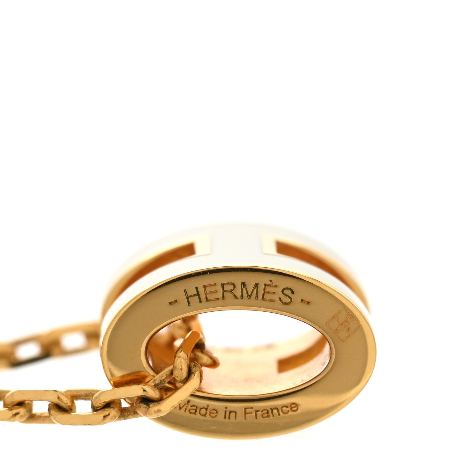 Hermes Lacquered Gold Mini Pop H Pendant Necklace White 5 of 6