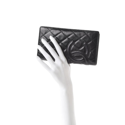 Chanel Aged Calfskin Quilted Cambon Yen Wallet Black 2 of 10