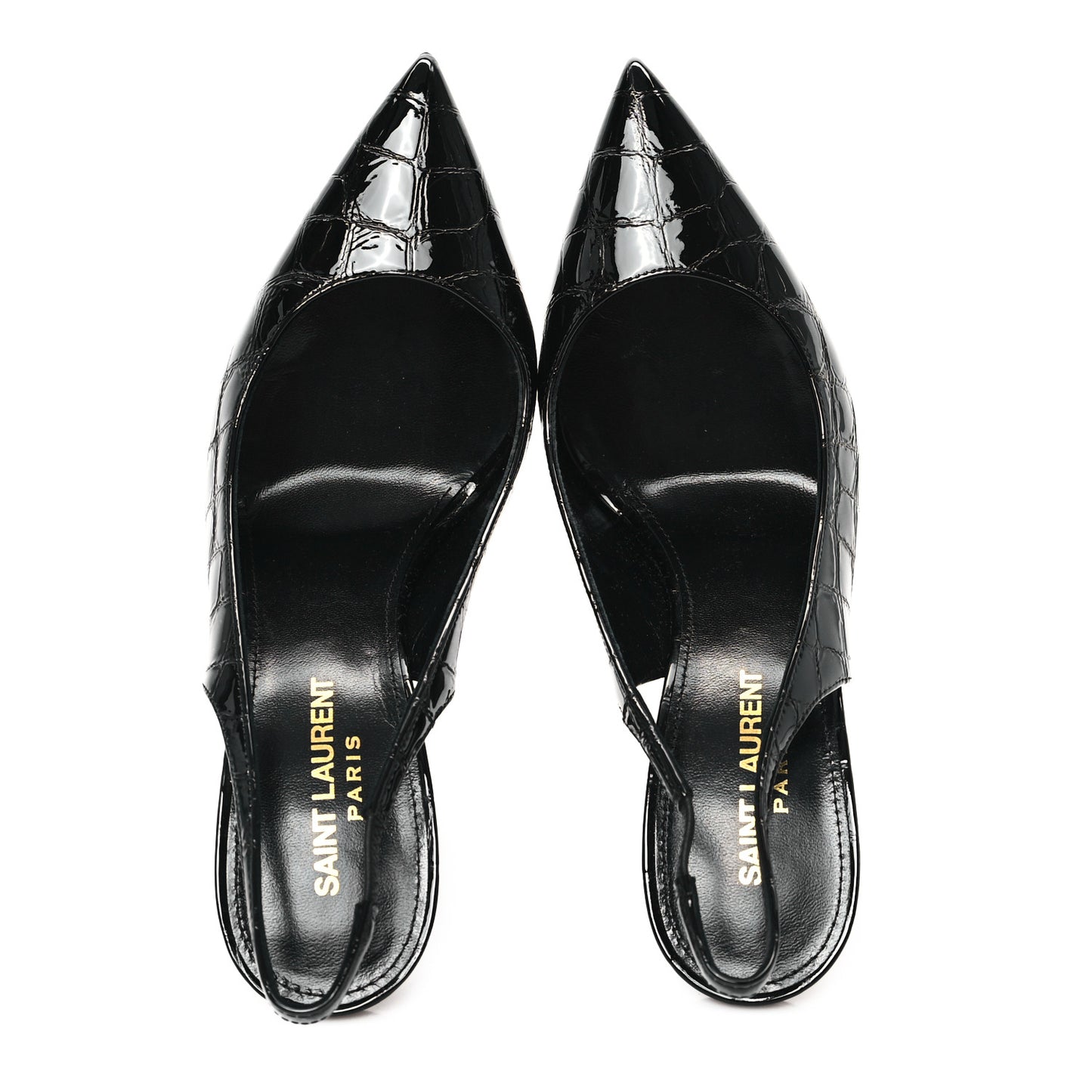 Patent Crocodile Embossed Opyum 110 Slingback Pumps 37 Black