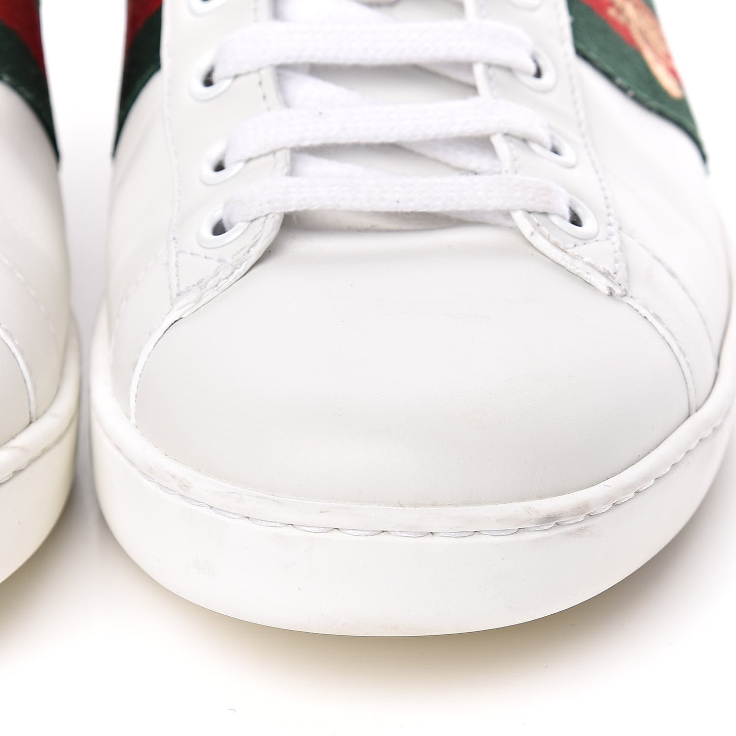 Calfskin Ayers Bee Embroidered Womens Ace Sneakers 39 White Green
