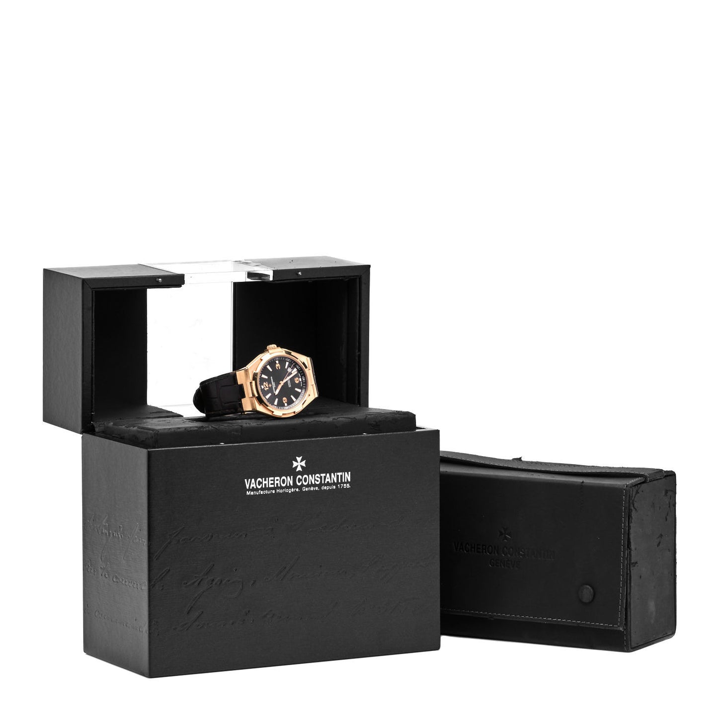 18K Pink Gold Alligator 42mm Overseas Automatic Watch Black 47040/000R-9666