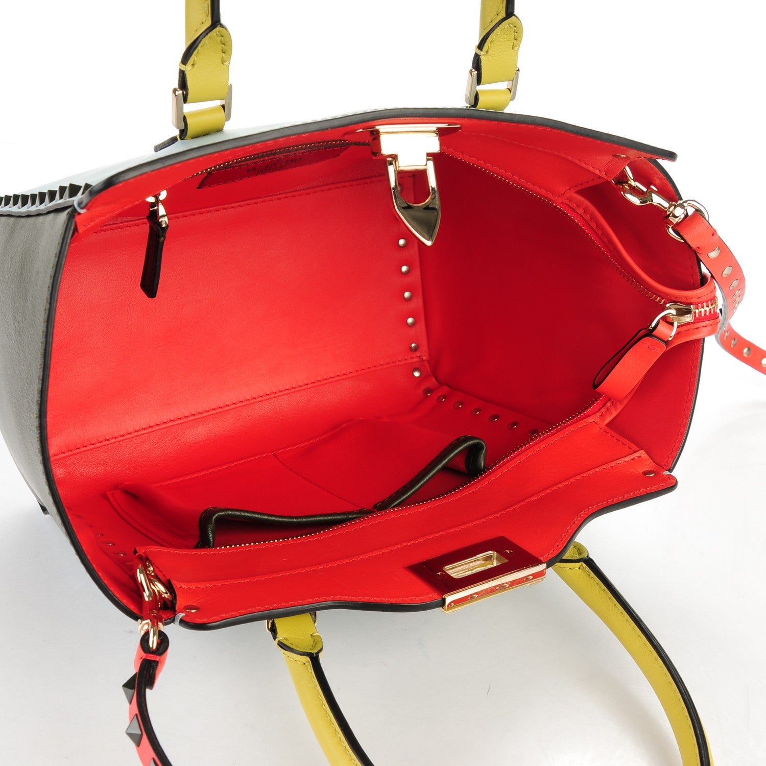 Valentino Garavani Calfskin Colorblock Small Rockstud Double Handle Tote Multicolor 5 of 7
