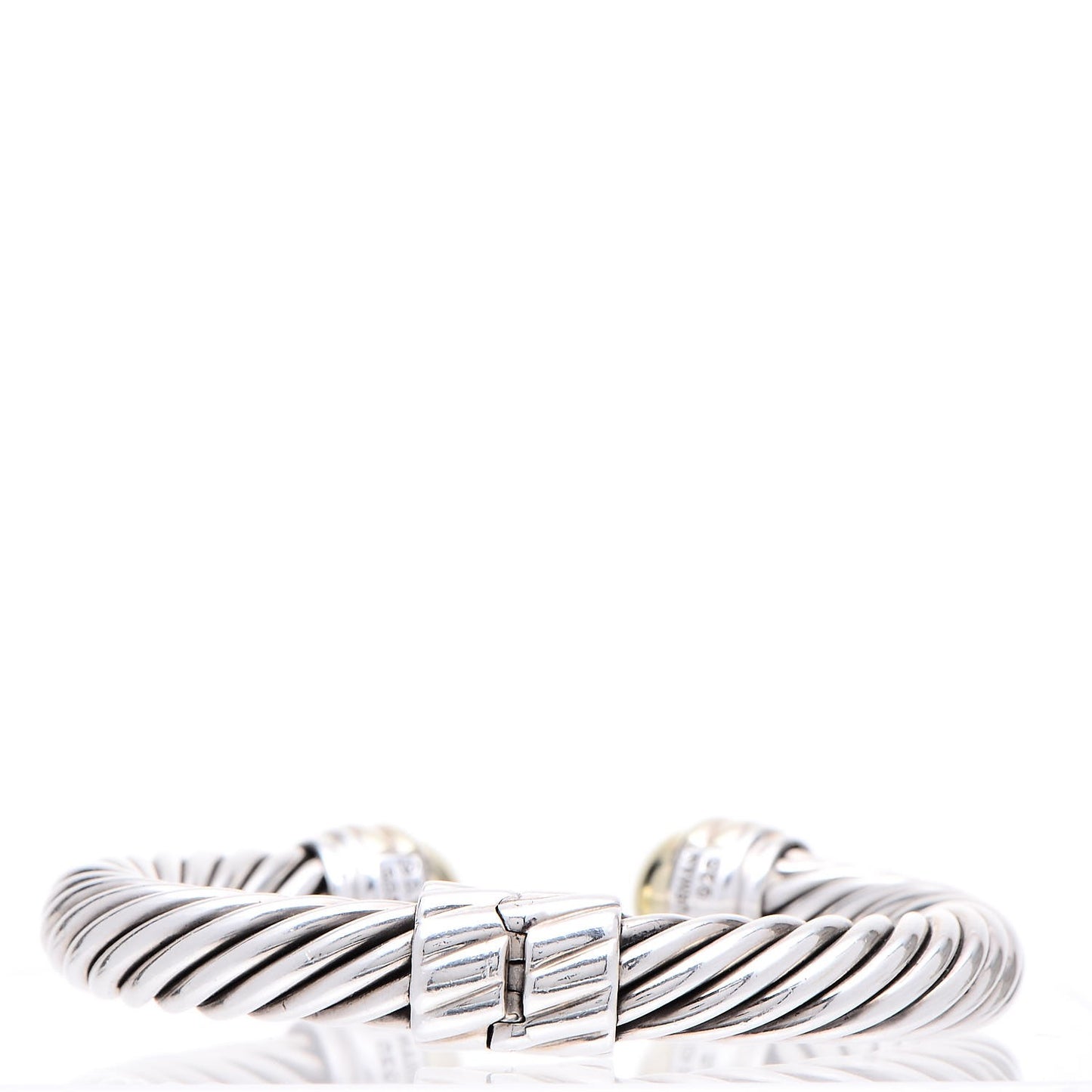 Sterling Silver 14K Yellow Gold 10mm Cable Classics Bracelet