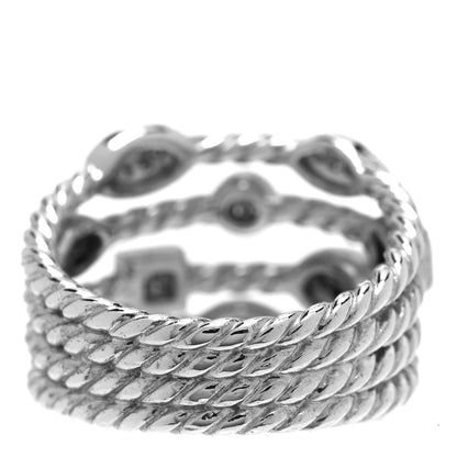 David Yurman Sterling Silver Diamond Confetti 4 Row Ring 54 7 3 of 4