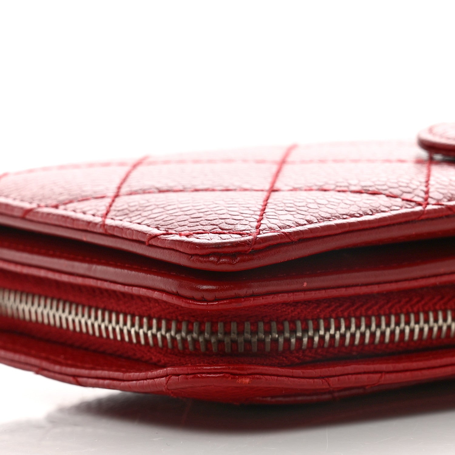 Chanel Caviar Quilted Zipped Pocket Wallet Red 8 of 8