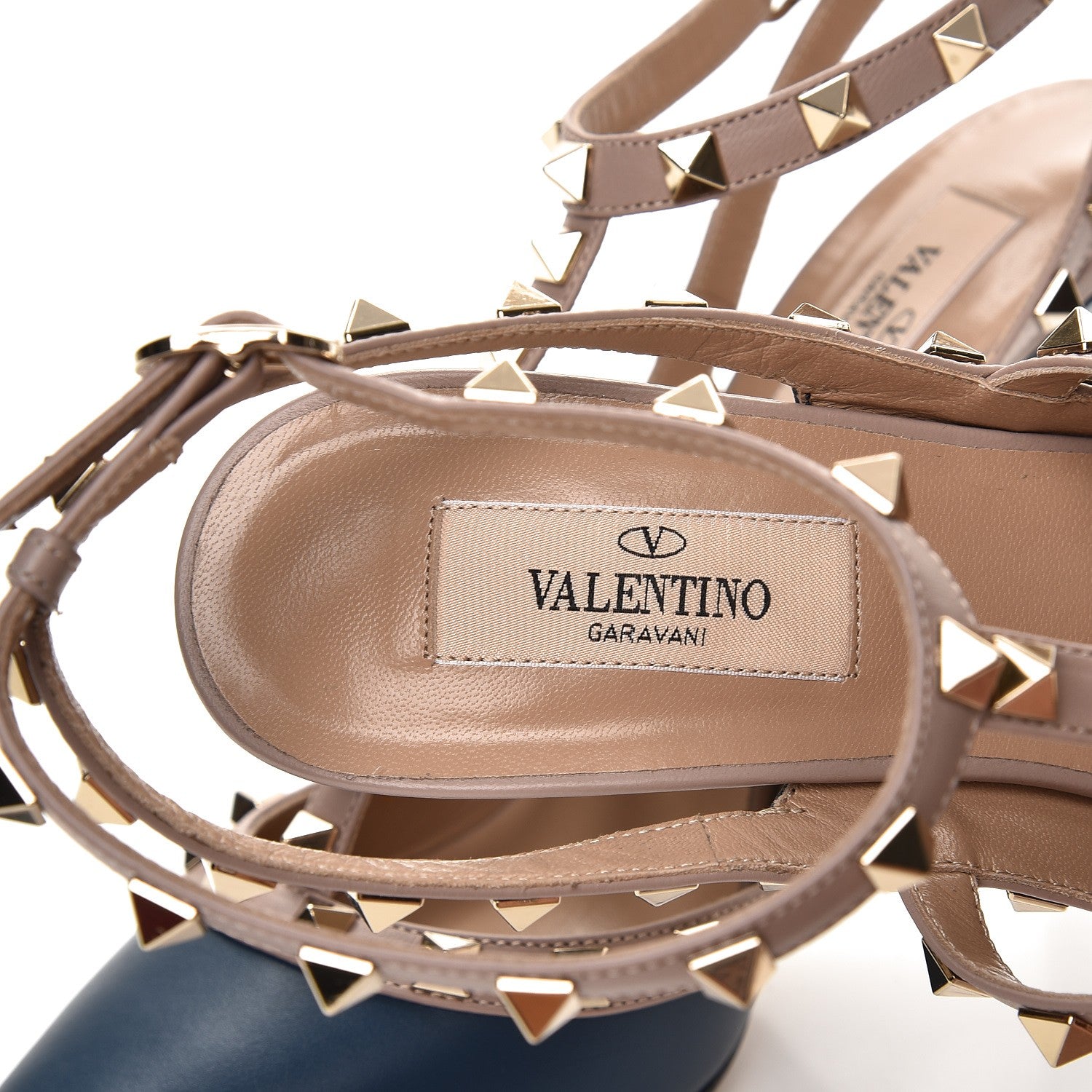 Valentino Garavani Nappa Rockstud Ankle Strap 100mm Pumps 38.5 Peacock Poudre 7 of 8