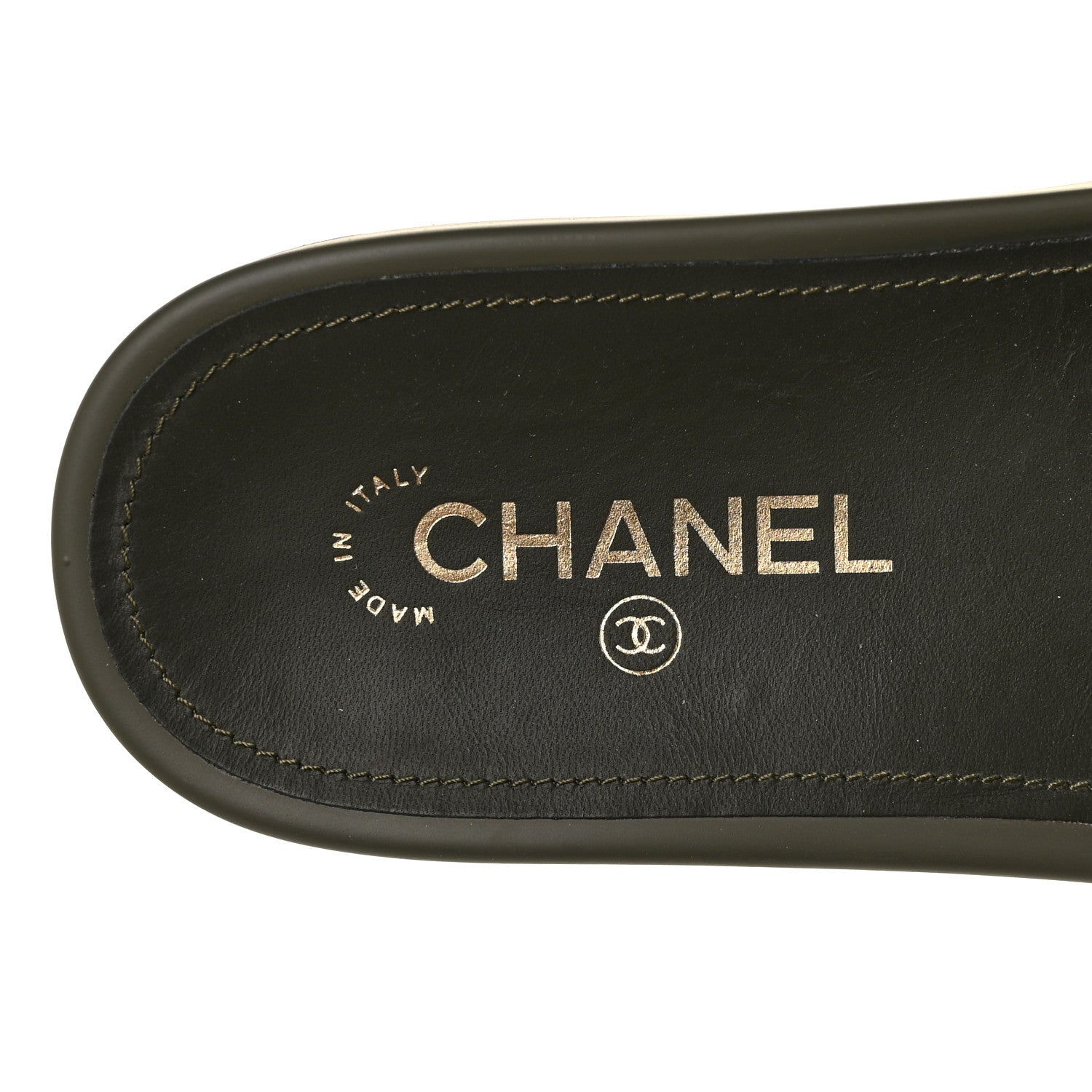 Chanel Canvas Chain Flat Sandals 39 Khaki 7 of 8