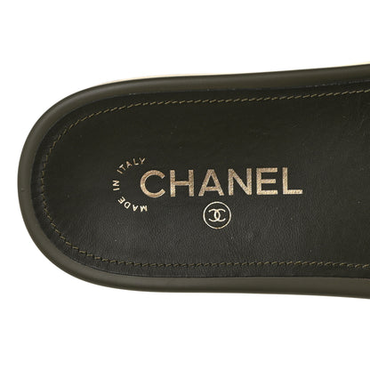 Chanel Canvas Chain Flat Sandals 39 Khaki 7 of 8