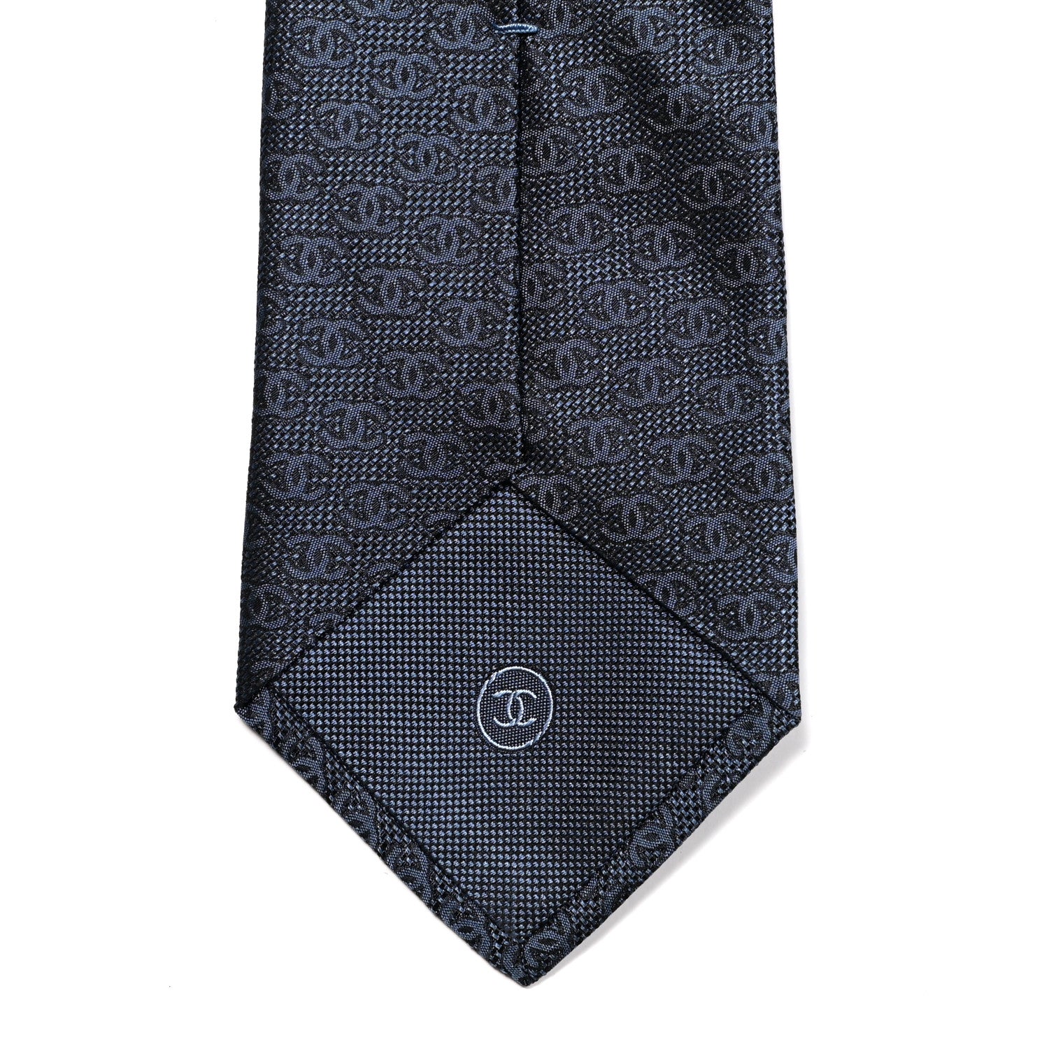 Chanel Mens Silk CC Neck Tie Blue 3 of 5