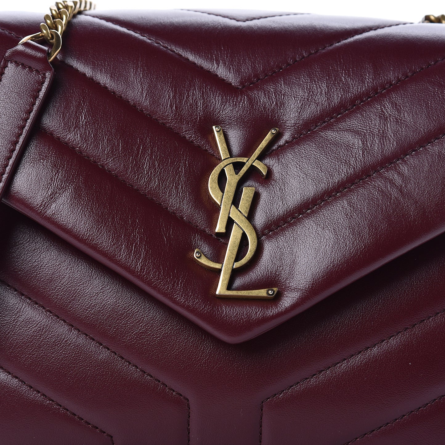 Calfskin Y Quilted Monogram Small Loulou Chain Satchel Palissandre