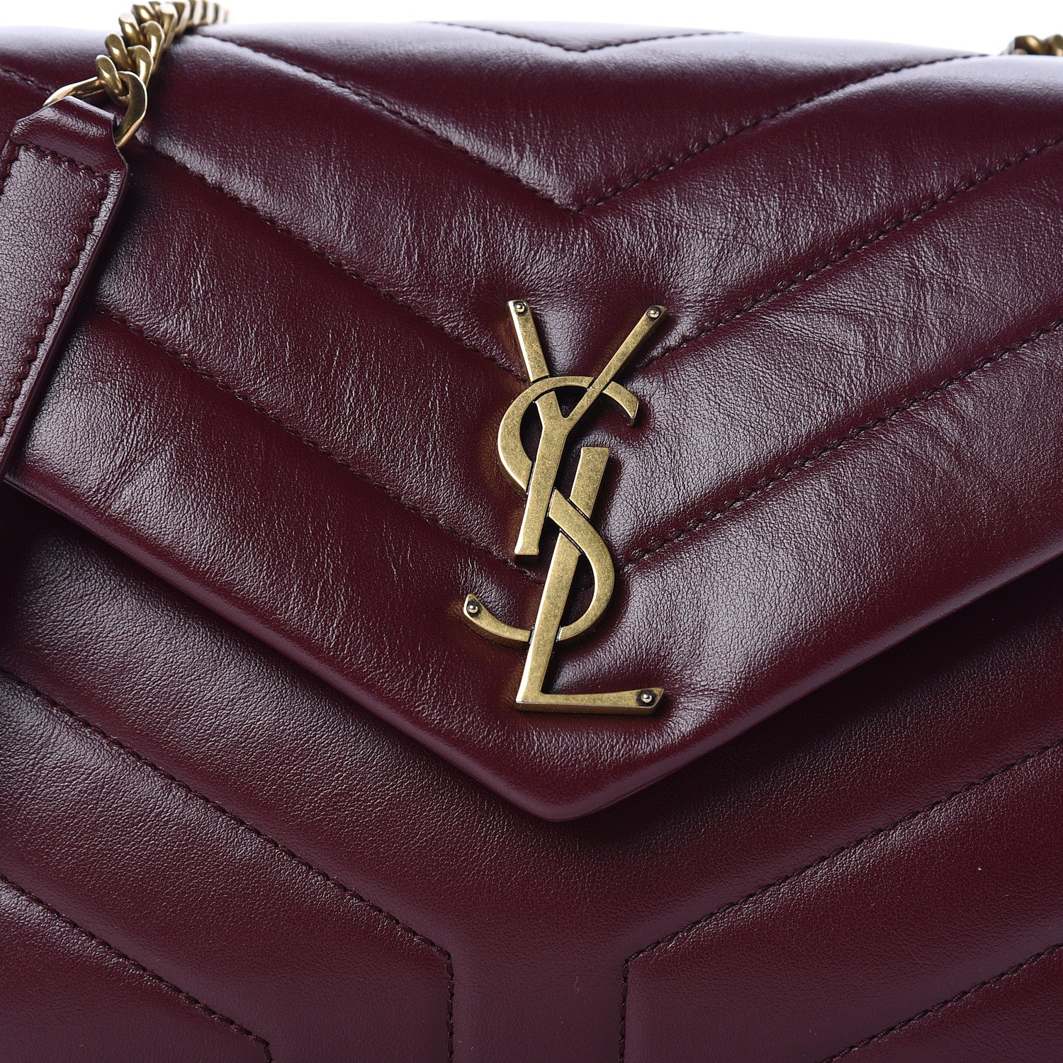 Saint Laurent Calfskin Y Quilted Monogram Small Loulou Chain Satchel Palissandre 8 of 10