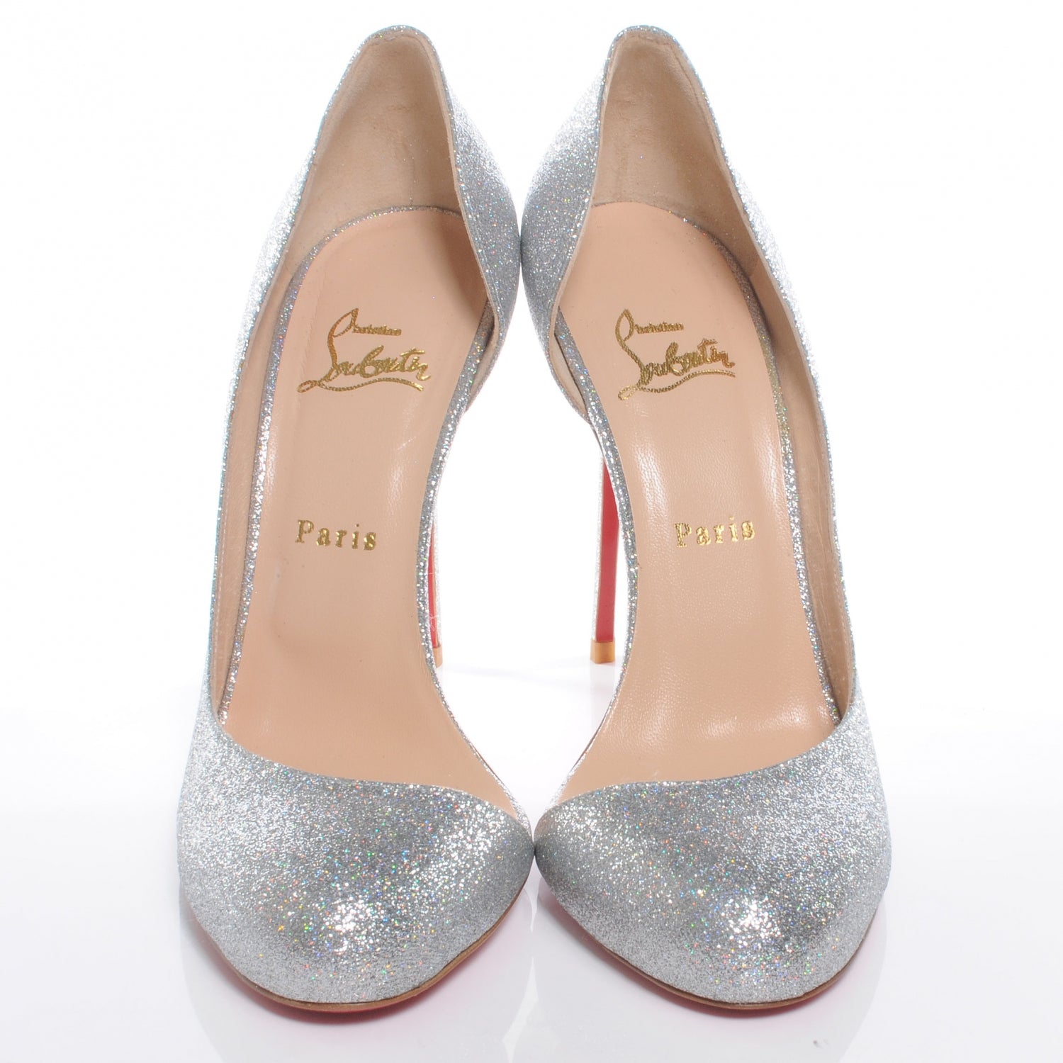 Christian Louboutin Helmour 100 Glitter Pumps 40 Silver 2 of 7