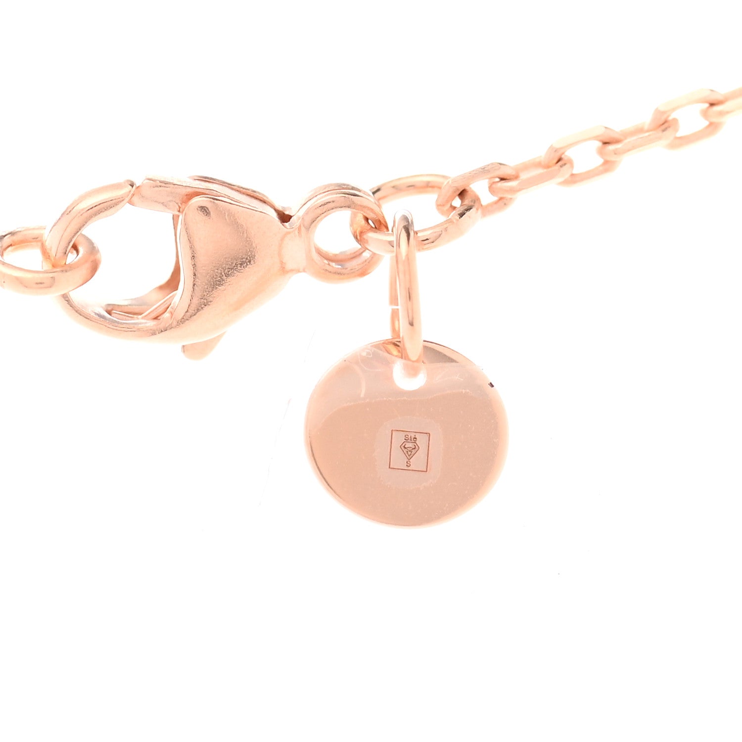 Hermes Rose Gols Plated Swift As De Coeur Necklace Bleu Brume 7 of 9