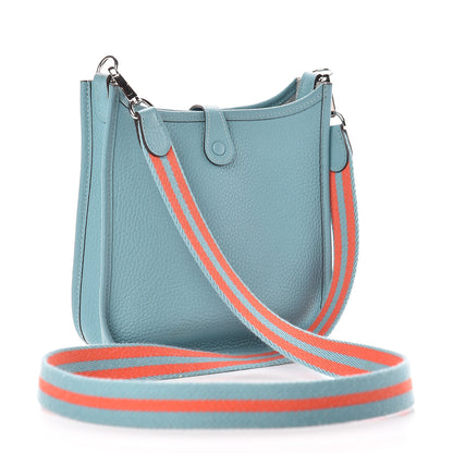 Hermes Taurillon Clemence Evelyne TPM Bleu Saint Cyr Orange Poppy 3 of 18