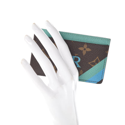 Louis Vuitton Monogram My LV Heritage Card Holder Vert Clair Blue Clair 2 of 8