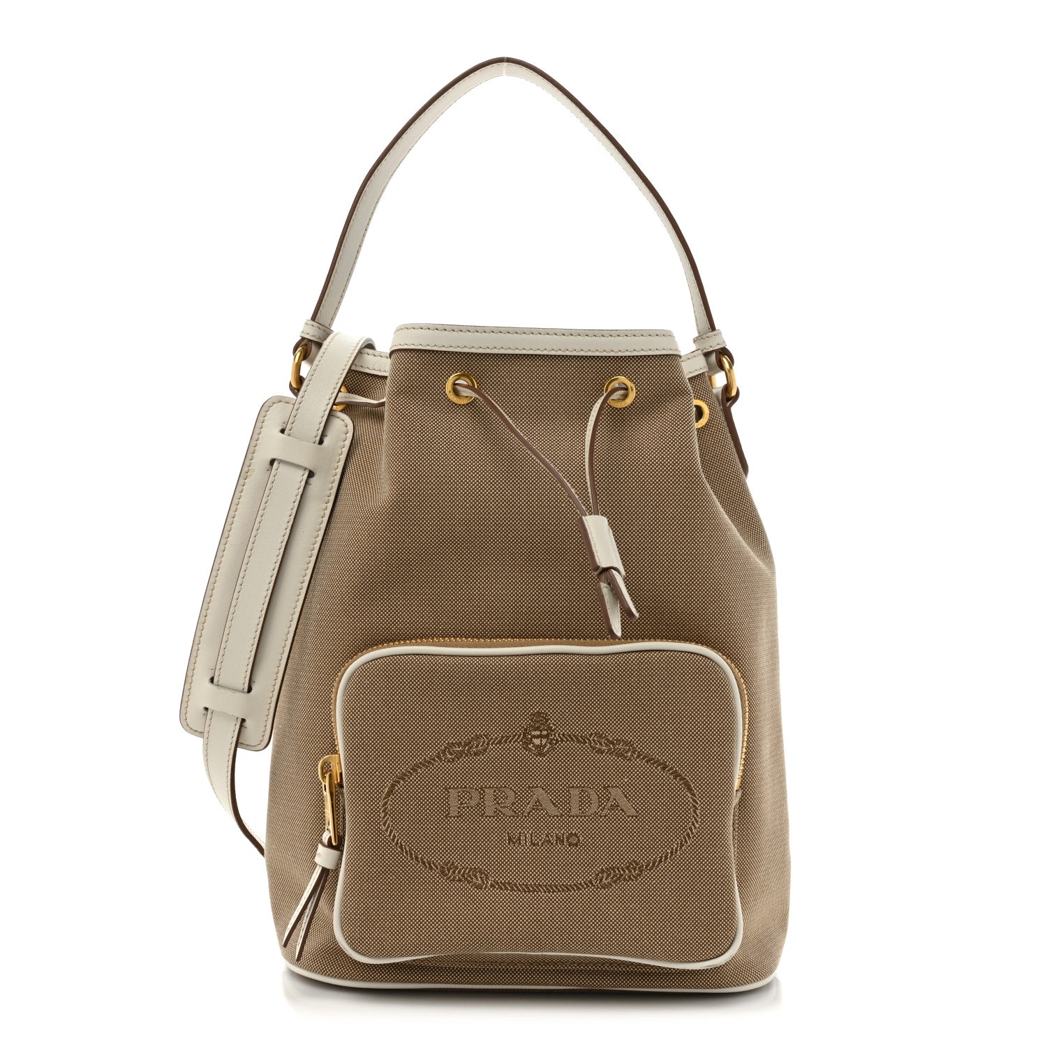 Prada Raffia Canvas Striped Mini Bucket Bag Red White Corda Talco 1 of 11