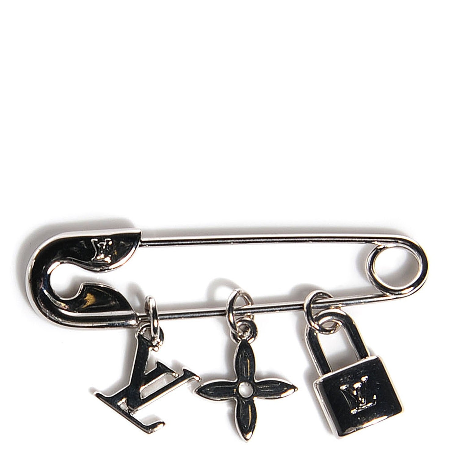 Louis Vuitton Charm Safety Pin Brooch Silver 1 of 4
