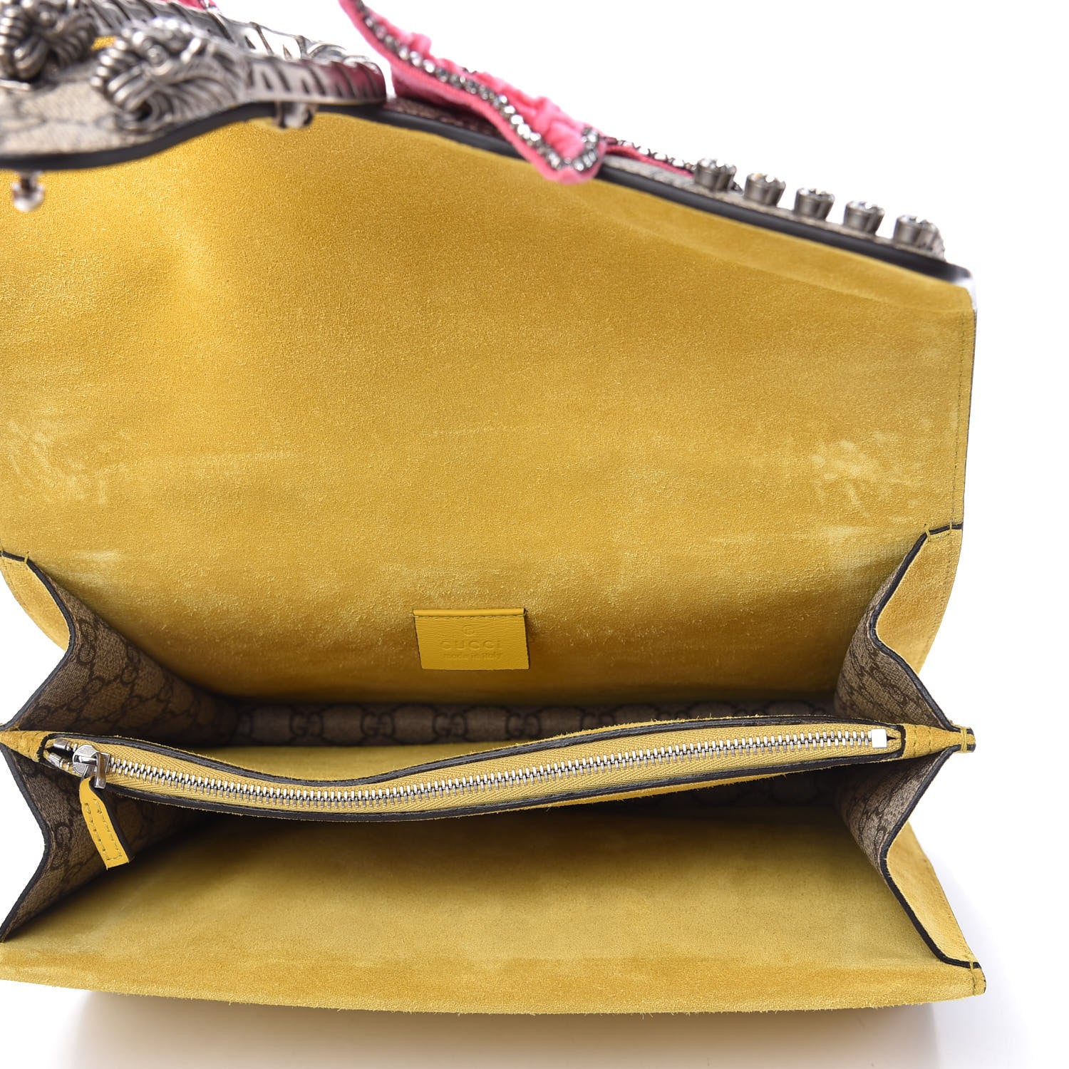 Gucci GG Supreme Monogram Crystal Bow Embroidered Medium Dionysus Shoulder Bag Yellow 5 of 10