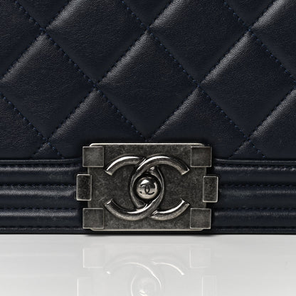 Chanel Lambskin Quilted Large Boy Flap Navy 8 of 13