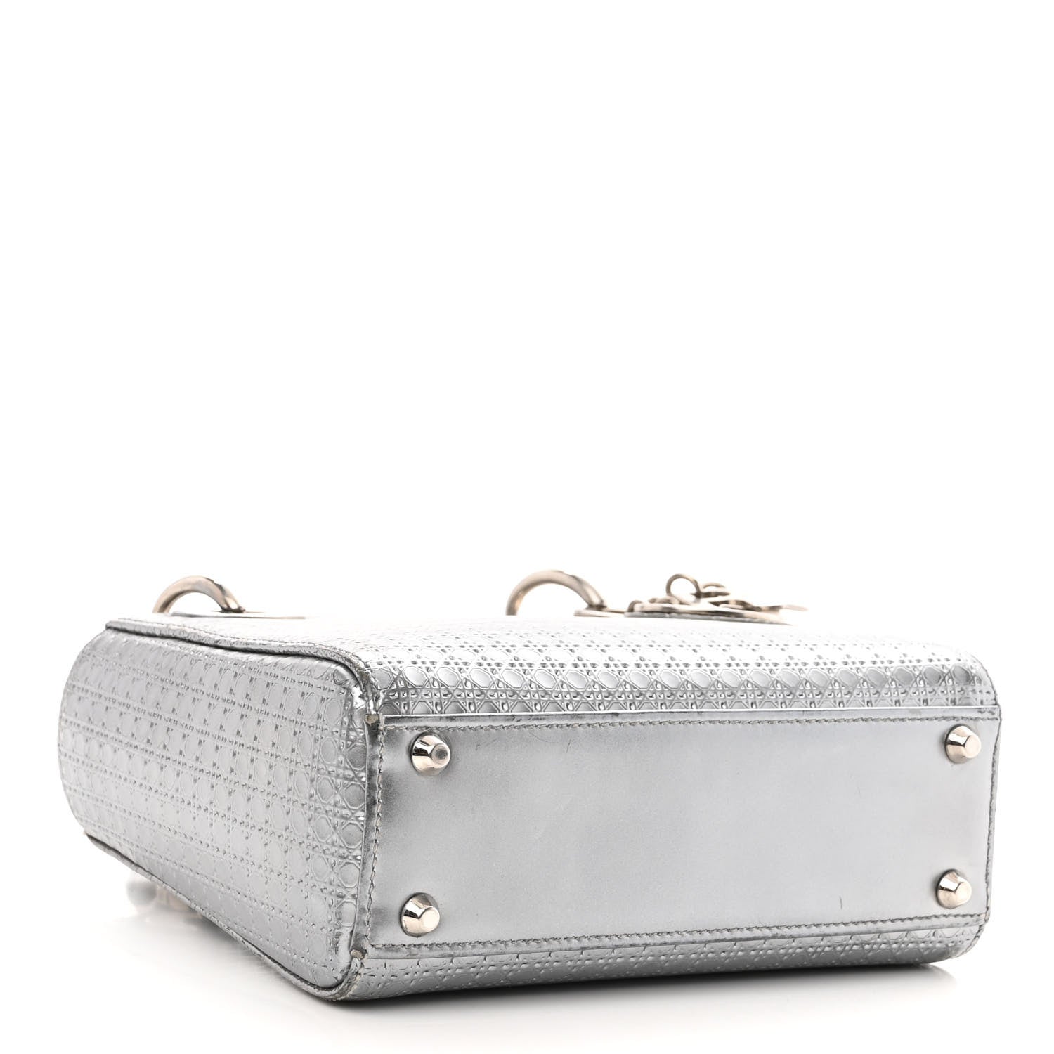 Christian Dior Metallic Patent Micro-Cannage Mini Lady Dior Silver 4 of 11